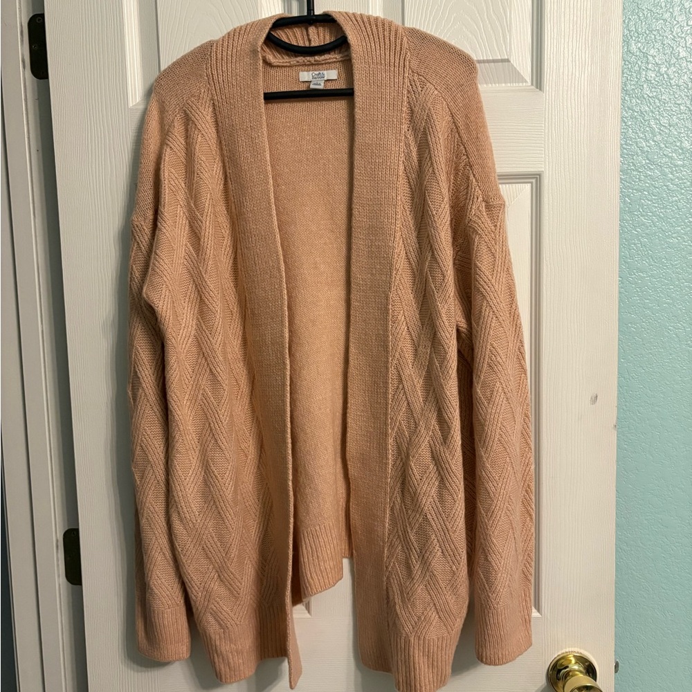 Croft & Barrow dark rose pink Open-Front Cardigan Sweater large L